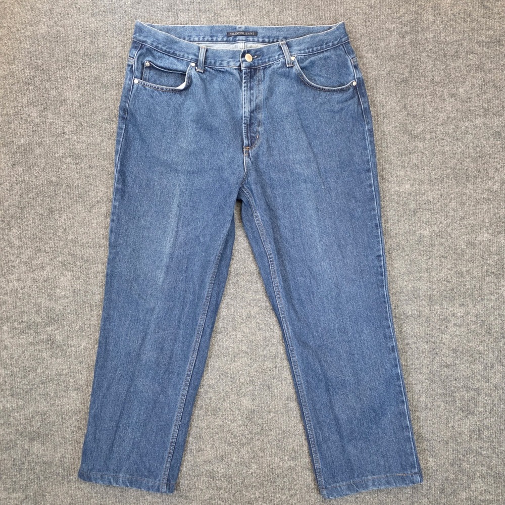 Vintage Valentino Jeans Blue Denim Straight Leg Mens 36 X 27 ACTUAL 90s Designer